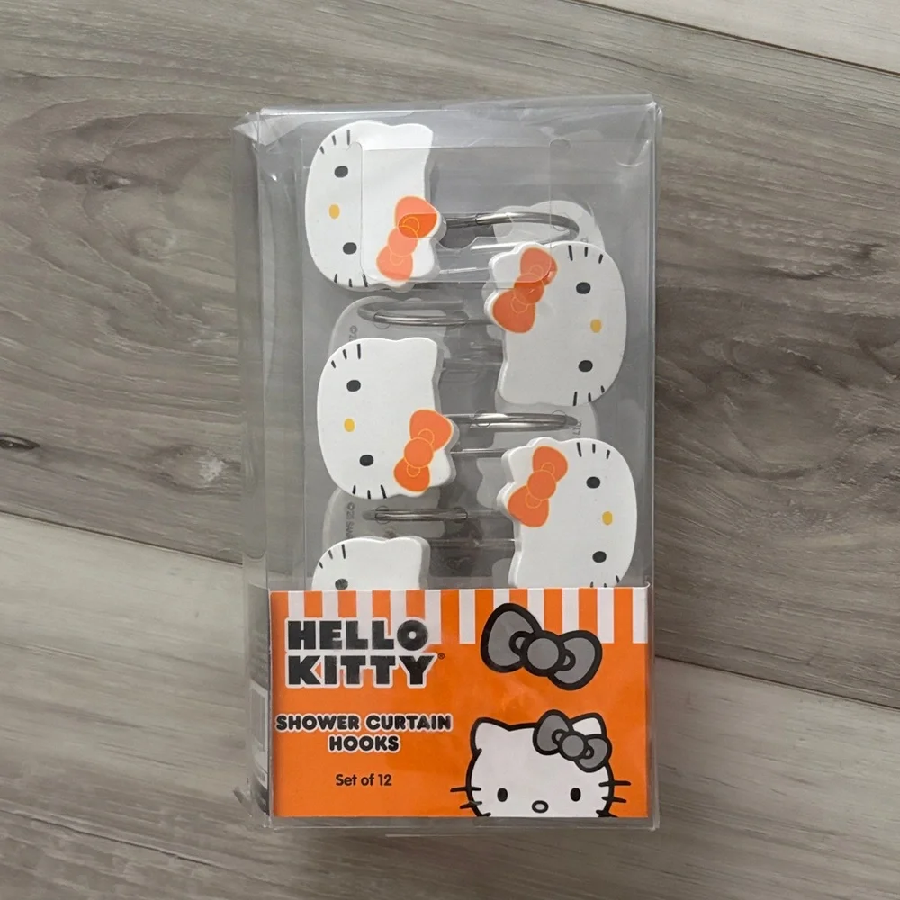 Hello Kitty Shower Curtain Hooks with Orange Bows